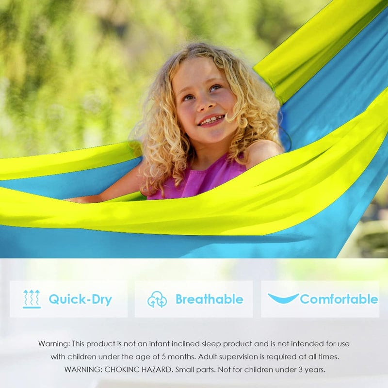 Grassman Kids Small Hammock for Camping Portable Hammock for Child Girls Boys Ultralight Backpack Mini Hammocks with Straps Sky Blue - Image 4